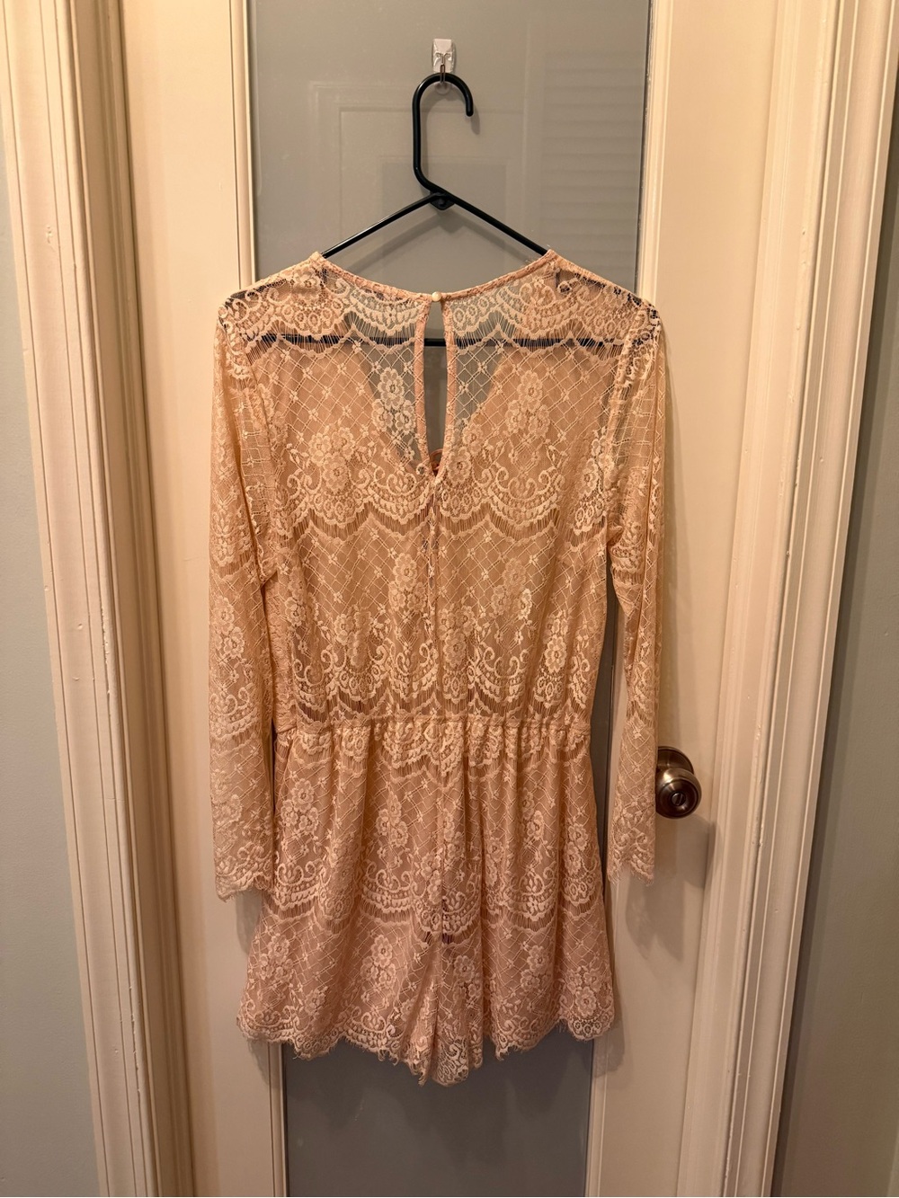 Charlotte Russe Blush Lace Long Sleeve Tie-Front Dress - Picture 2 of 3